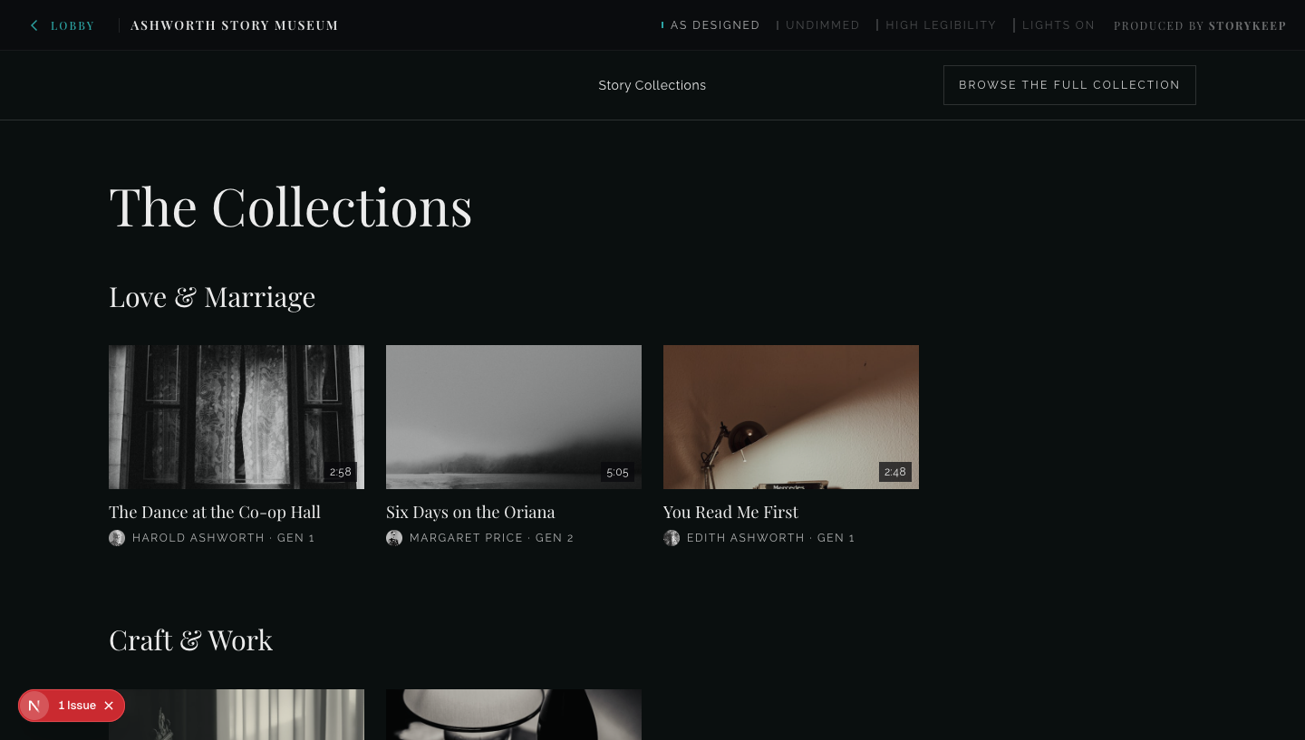 Story Collections, desktop, as designed