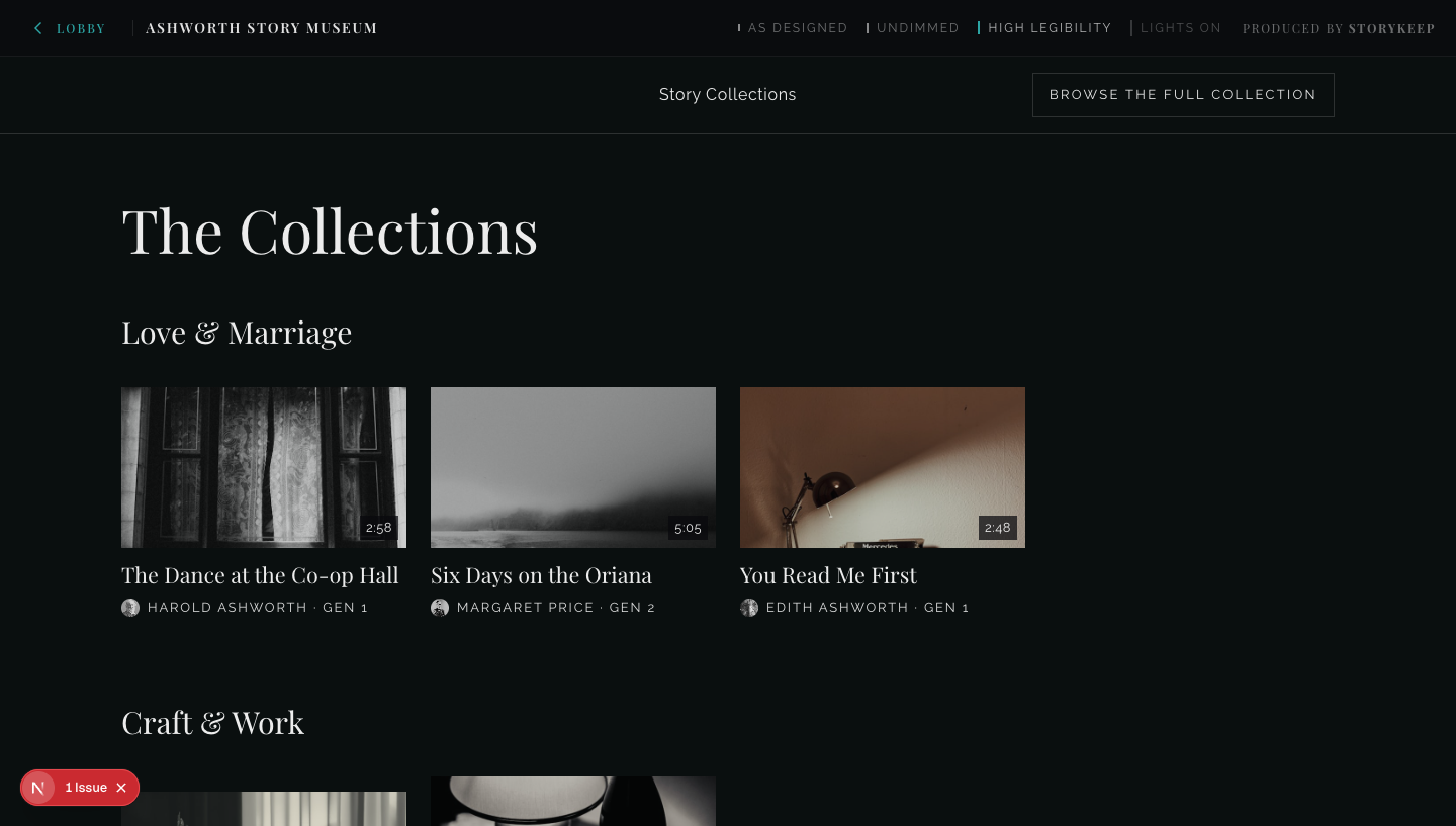 Story Collections, desktop, high legibility