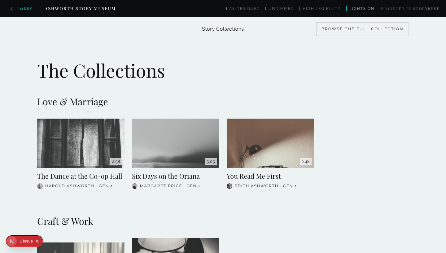 Story Collections, desktop, lights on