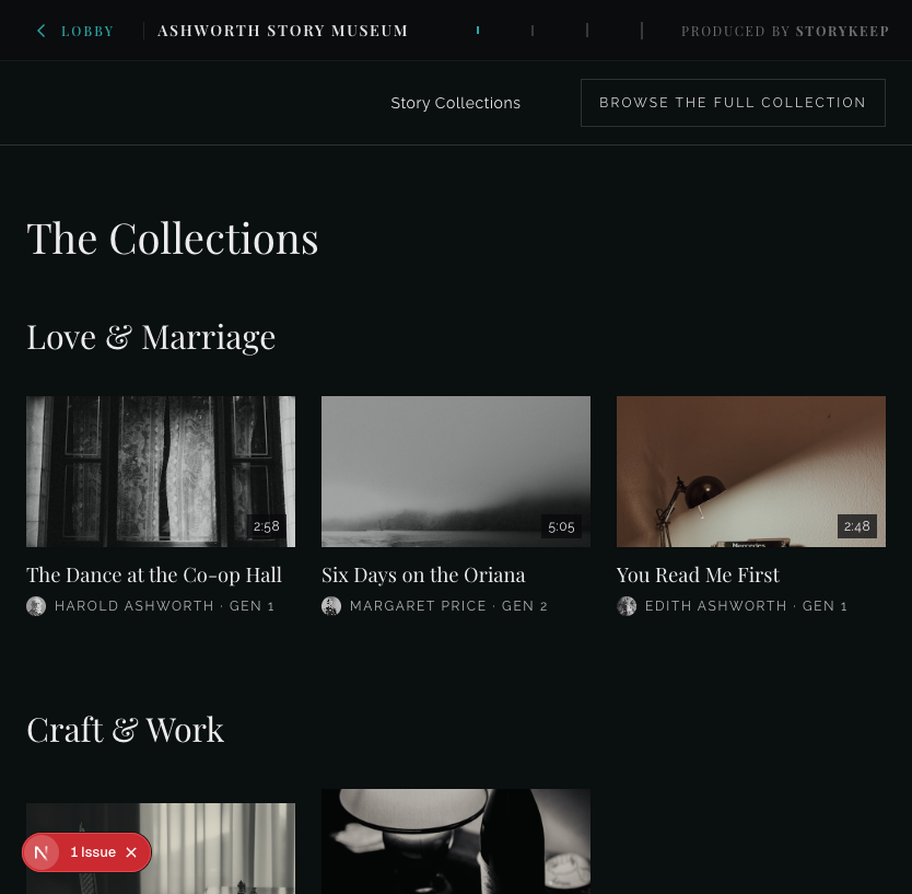 Story Collections, tablet, as designed