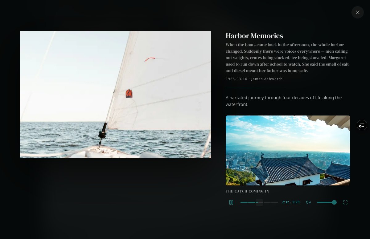 Photo set with video — chapter-synced Vimeo player